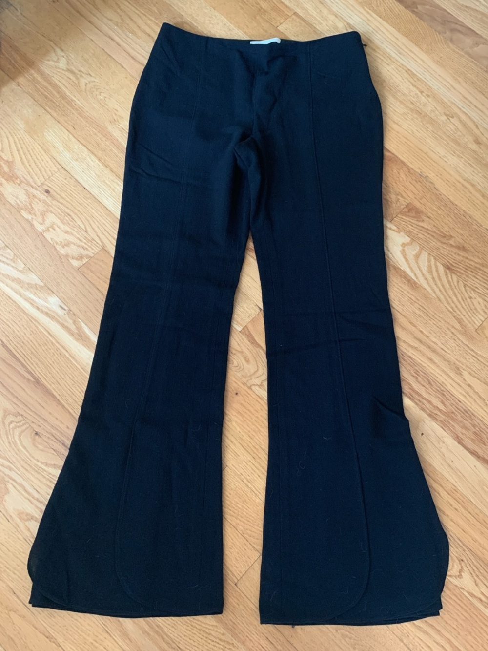 Valentino Black Evening Pants flared flaps with Gold Logo size 8